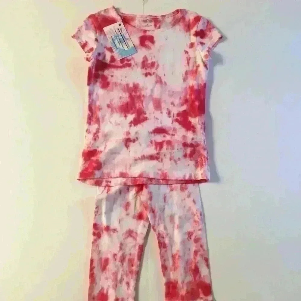 New! Bundle Tie dyed T-shirt with capri leggings girls XS